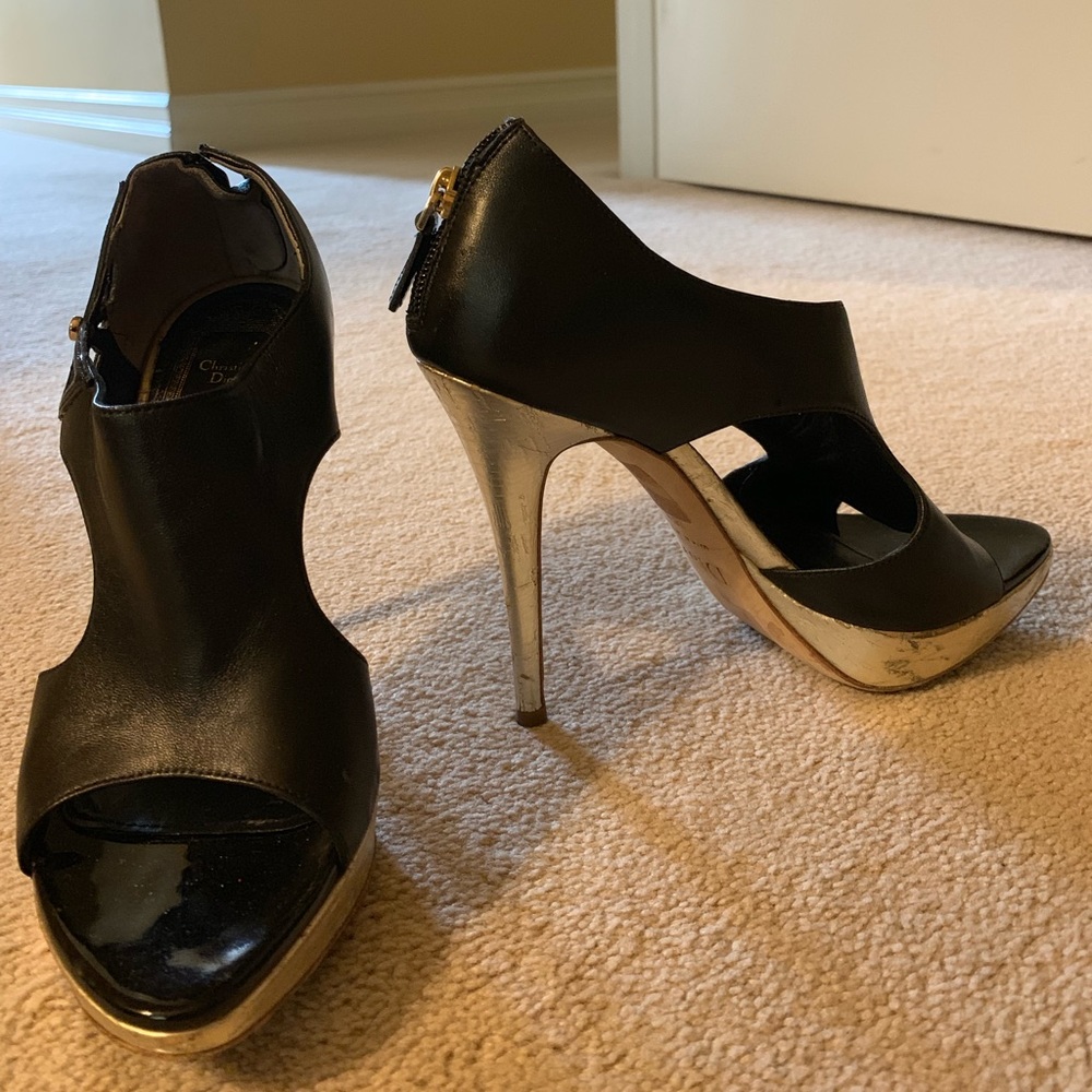 CHRISTIAN DIOR platform stiletto open toe heels